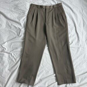 Louis Raphael Men's Taupe Wool Dress Pants
